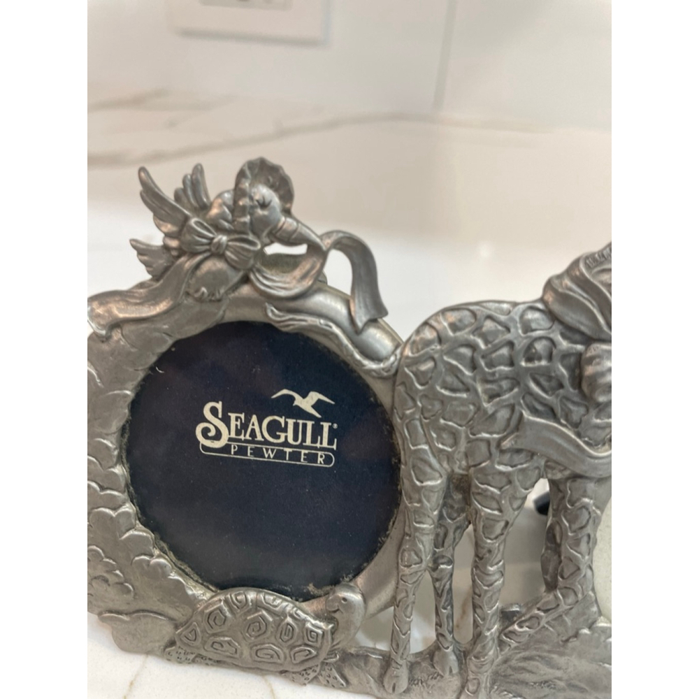 Vintage Seagull Pewter Silver Jungle Animal Multi Picture Frame Baby Room Child - Picture 5 of 11